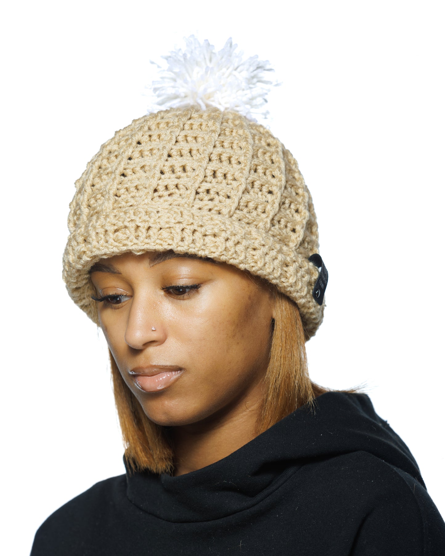 "Waffle Stitch" Beanie w/ Pom Pom