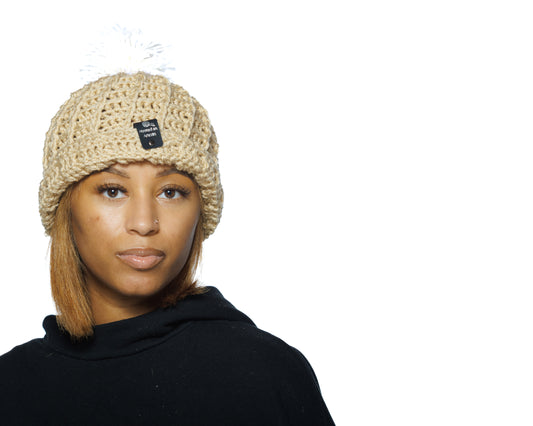 "Waffle Stitch" Beanie w/ Pom Pom