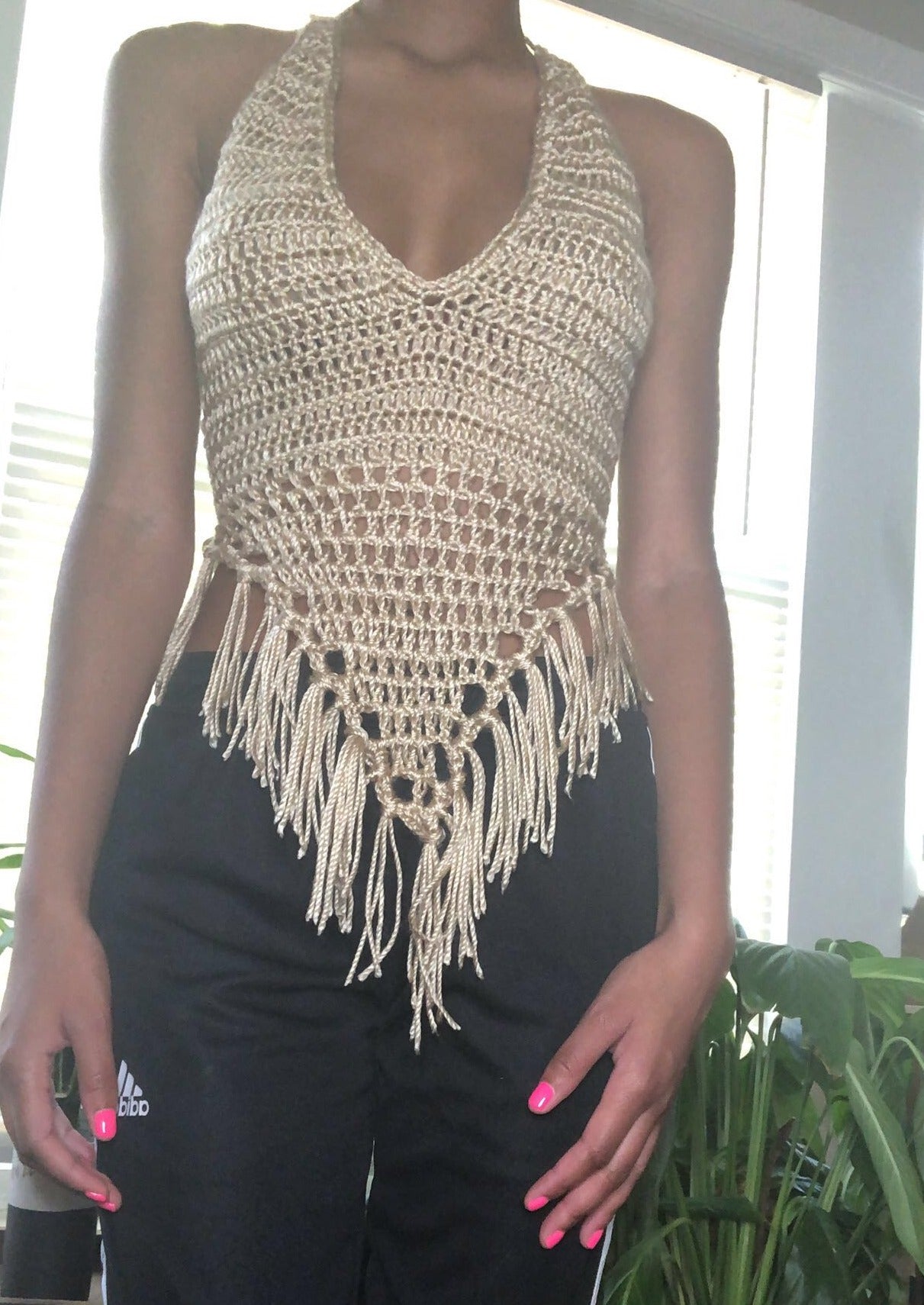 Diamond Bralette Top with Fringes